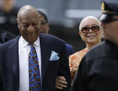 Bill Cosby, left, arrives with his wife, Camille, for his sexual assault trial, Tuesday, April 24, 2018, at the Montgomery County Courthouse in Norristown, Pa. (Matt Slocum / Associated Press)