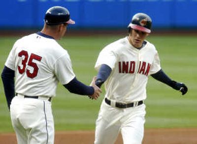 
Grady Sizemore, right, was part of Cleveland's triple steal on Tuesday night. Associated Press
 (Associated Press / The Spokesman-Review)