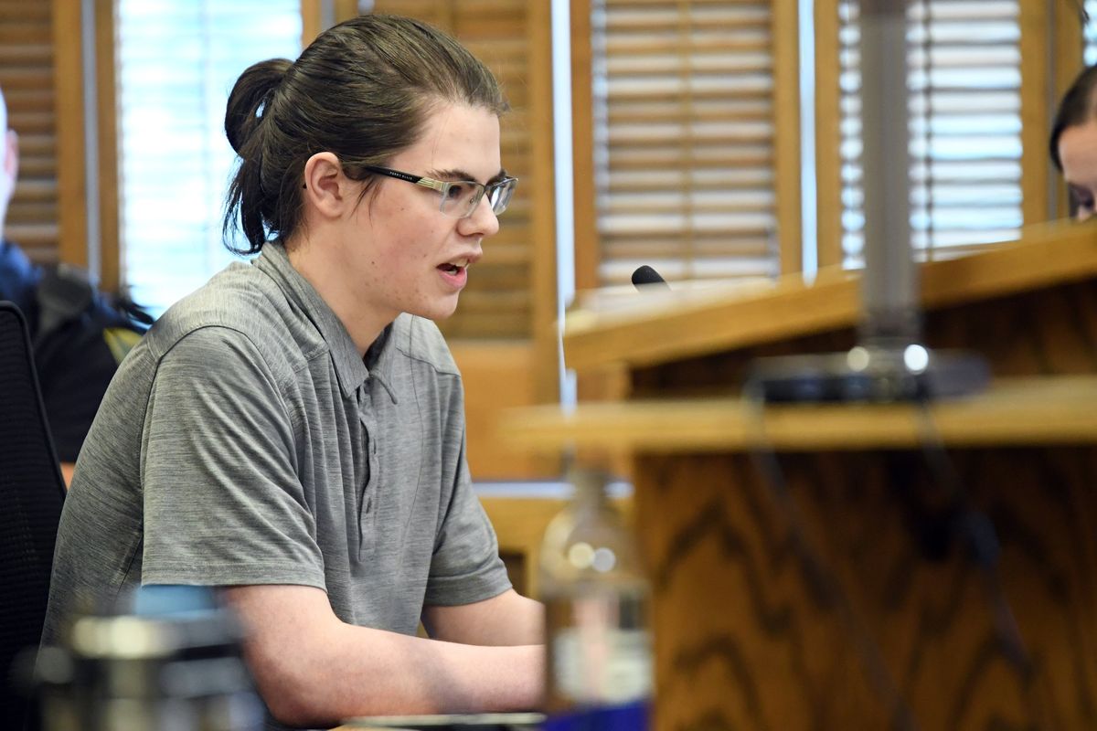 Freeman High School shooter Caleb Sharpe speaks in court Friday for the first time since the 2017 shooting.  (Jesse Tinsley/The Spokesman-Review)