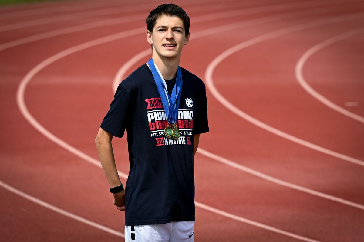 Mt. Spokane’s Brycen Phillips, who qualified for USA Track and Field’s Paralympic Nationals, stands on the track June 26 at Mt. Spokane High School.  (TYLER TJOMSLAND/The Spokesman-Review)