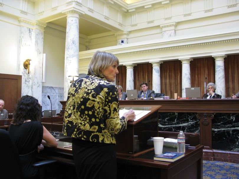 Patti Tobias, administrative director of the Idaho court system, proposes an emergency surcharge on offenders to offset $5.1 million in proposed budget cuts to the courts over the next year and a half. Justice can't be delayed, she told legislative budget writers on Wednesday. (Betsy Russell)
