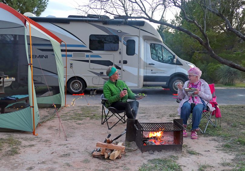 Dinner around the fire at Dead Horse Ranch State Park in Cottonwood, Ariz. (John Nelson)