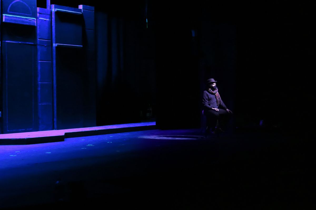 Dallan Starks plays Sherlock in a rehearsal of “A Sherlock Carol” at Spokane Civic Theatre.  (Courtesy of Ryan Wasson/Spokane Civic Theatre)