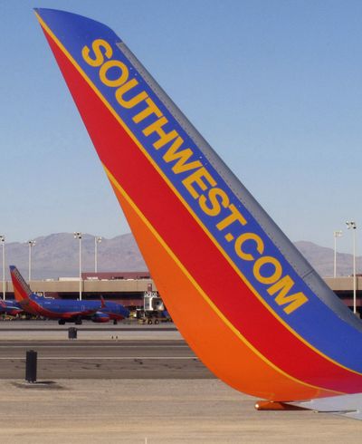 Southwest Airlines planes are shown at McCarran International Airport in Las Vegas. (Associated Press)