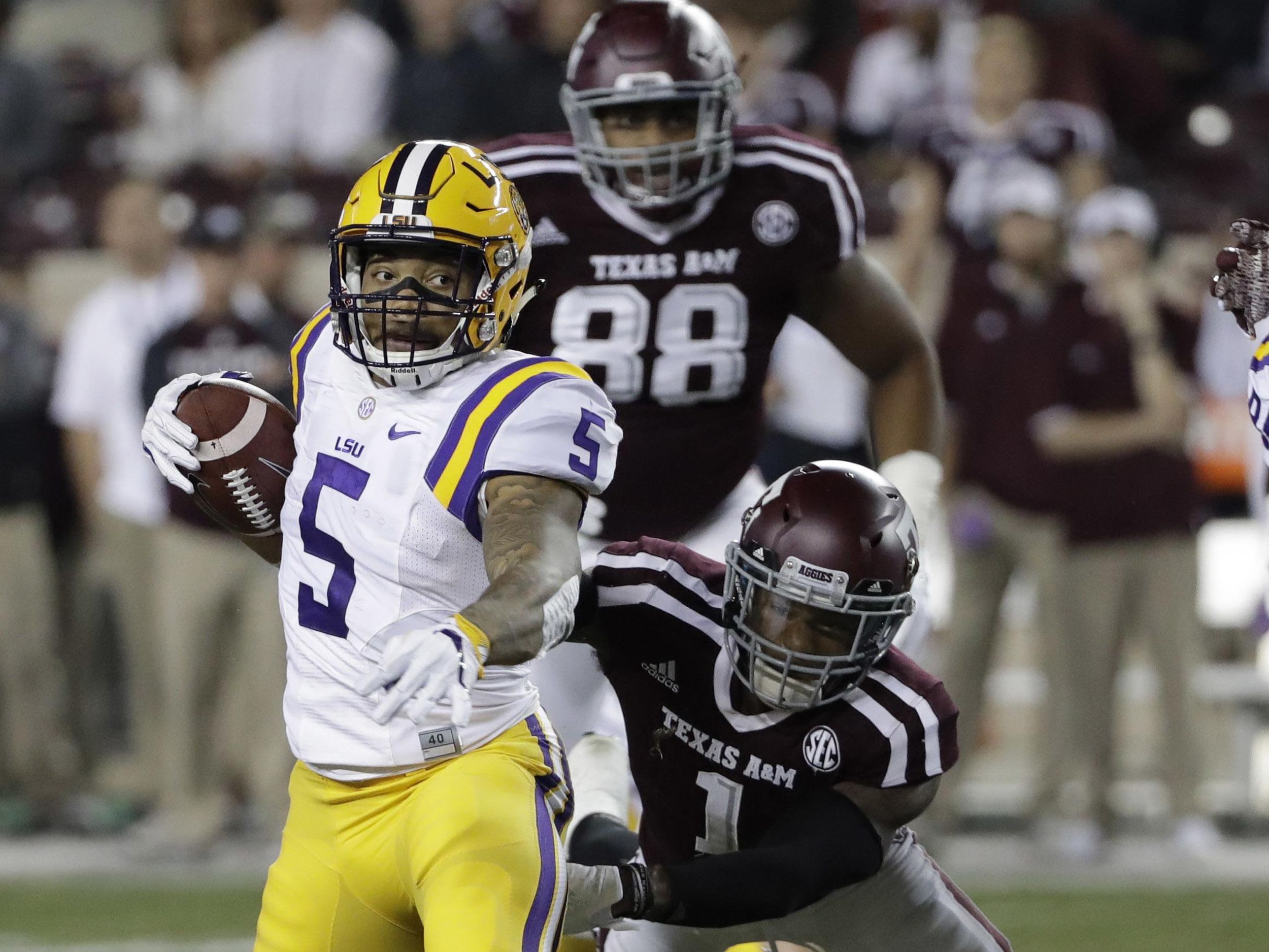 LSU running back Derrius Guice is one of the Patriots' top draft