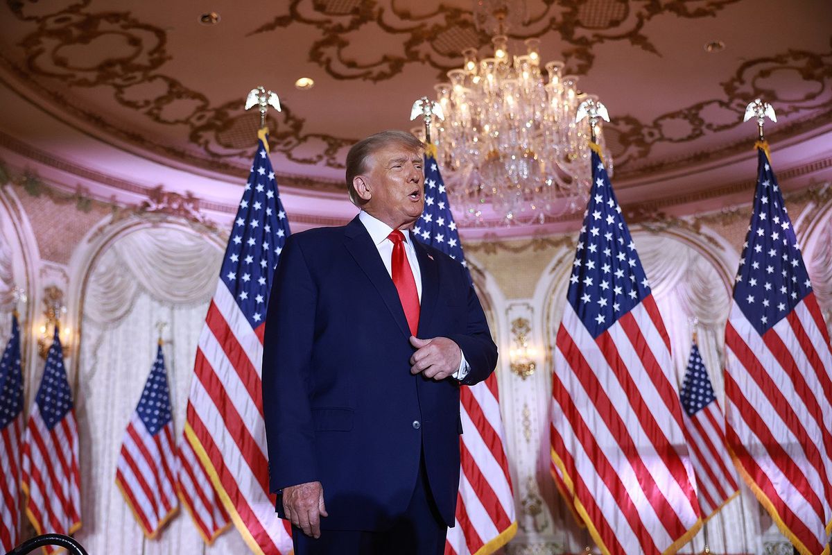 Former U.S. President Donald Trump arrives on stage to speak during an event at his Mar-a-Lago home on Nov. 15, 2022, in Palm Beach, Florida. Trump announced that he was seeking another term in office and officially launched his 2024 presidential campaign. (Joe Raedle/Getty Images/TNS)  (Joe Raedle/Getty Images North America/TNS)