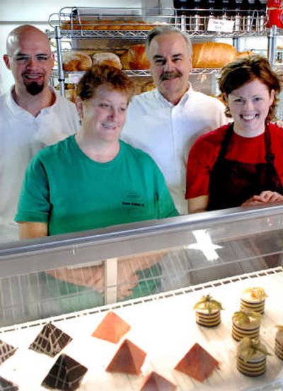 
The staff at Bakery by the Lake includes, from left, Andy Pigott, Debbie Simel, Frank X. Pigott and Carissa Clamp.  
 (Kathy Plonka / The Spokesman-Review)