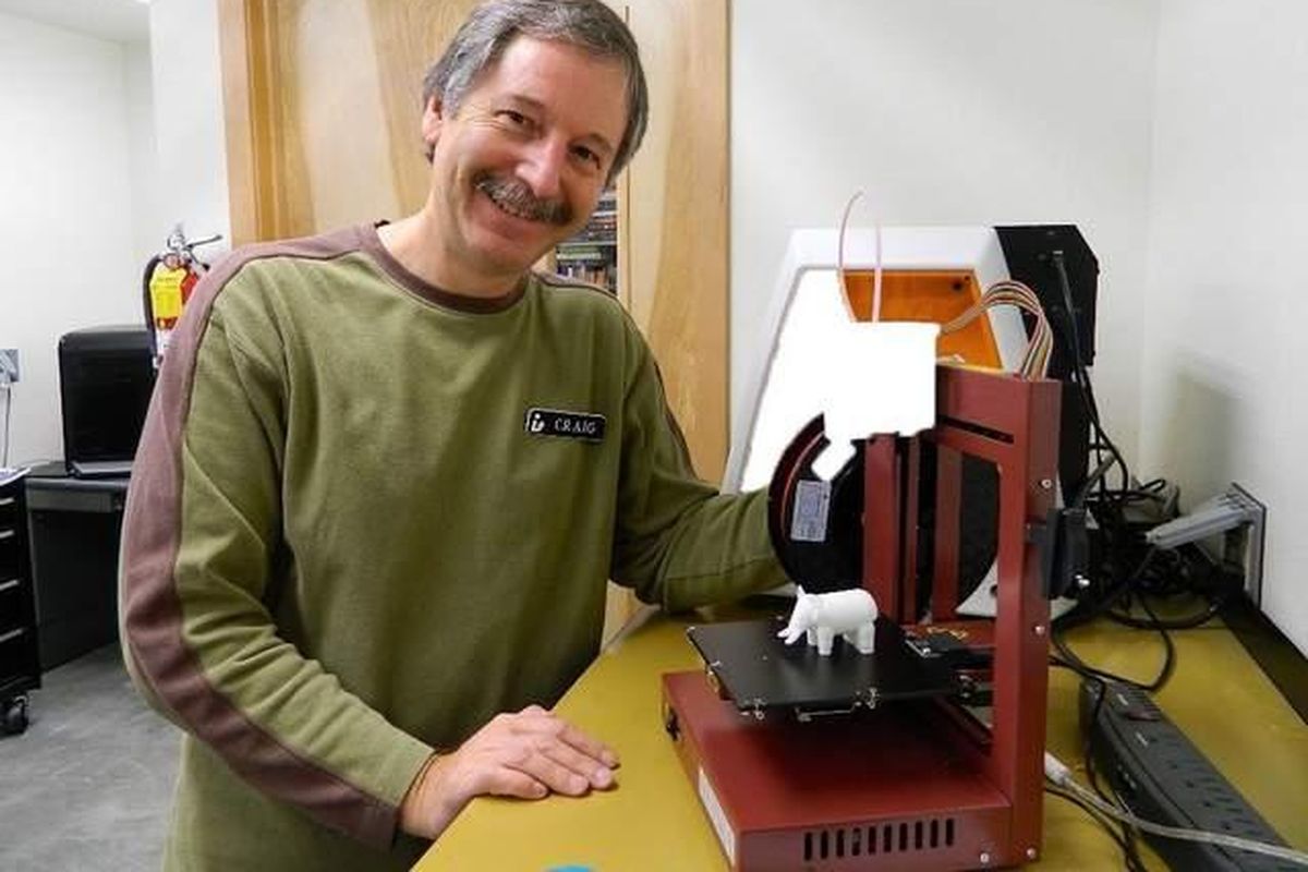 Craig Anderson, Boundary County Library director, demonstrates a 3D printer in the library’s “Fab Lab.” The Bonners Ferry library has been named the “best small library in America” for 2017 by Library Journal magazine. (Boundary County Library District)