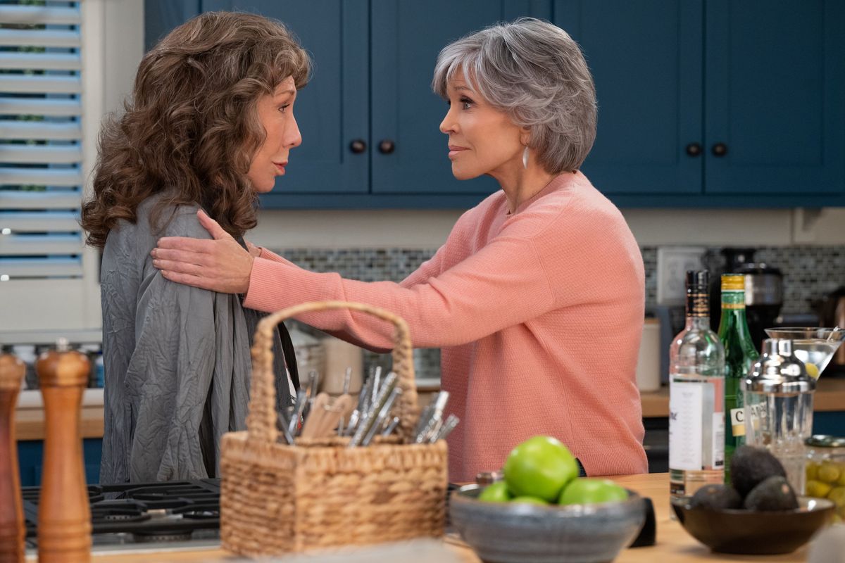 Lily Tomlin is Frankie and Jane Fonda is Grace in "Grace and Frankie" on Netflix.  (Suzanne Tenner/Netflix)