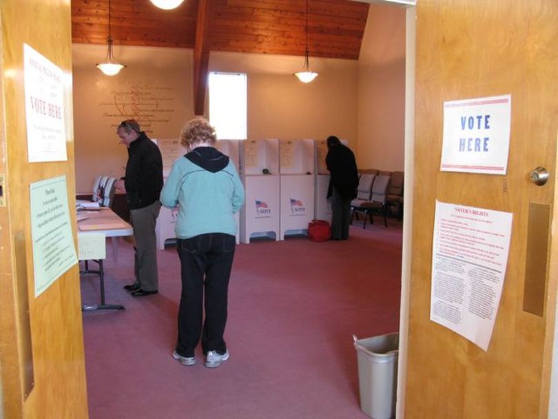 A trickle of voters in Boise for municipal elections on Tuesday (Betsy Russell)