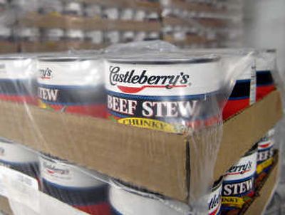 
A case of Castleberry's Beef Stew quarantined last week at Second Harvest Inland Northwest because of possible botulism contamination. 
 (File / The Spokesman-Review)