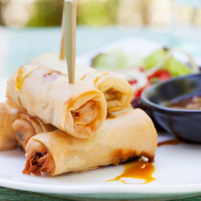 For less fuss, try baking spring rolls rather than deep-frying them.  (Getty Images)