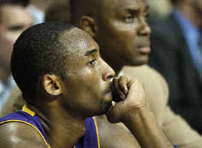 
Lakers guard Kobe Bryant could be playing in a different uniform or be in prison stripes by the time the next season rolls around. 
 (Associated Press / The Spokesman-Review)
