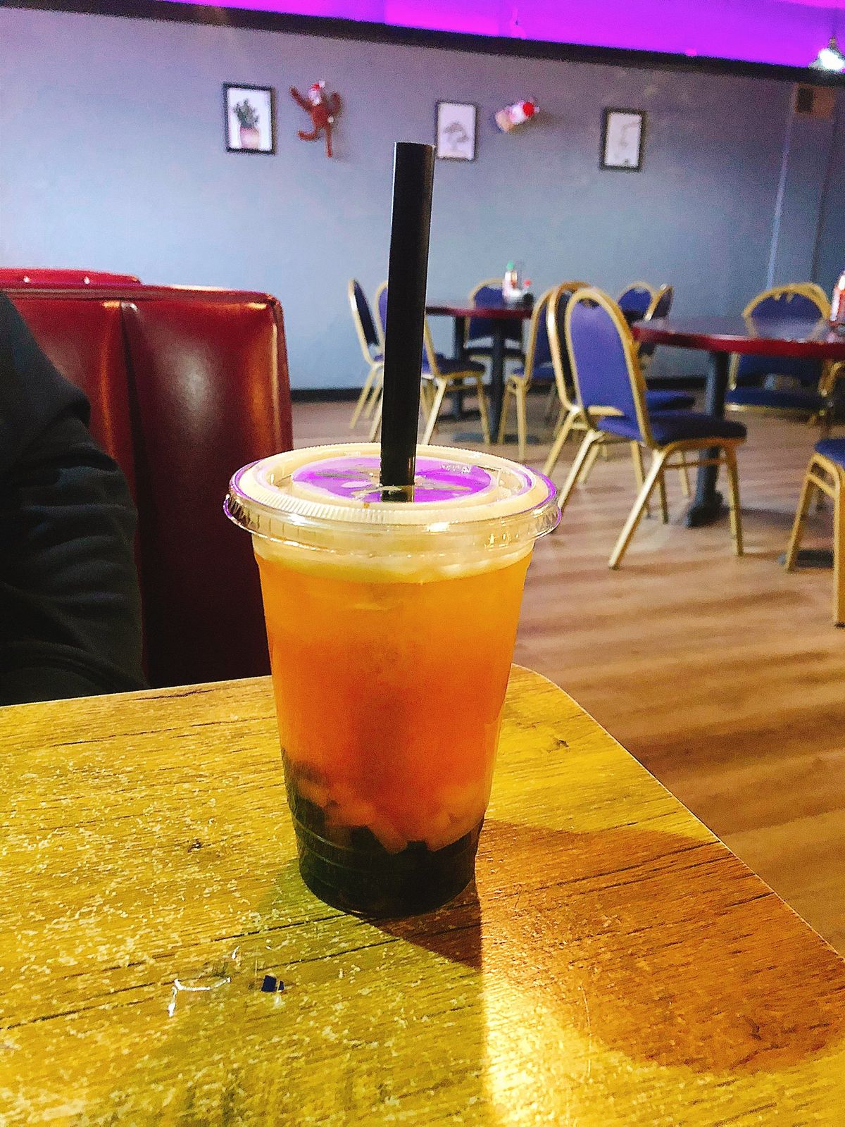 Passion fruit green tea with boba and lychee jelly at Black Straw Tea Bar &amp; Kitchen in Spokane Valley on Dec. 11.  (Don Chareunsy/The Spokesman-Review)