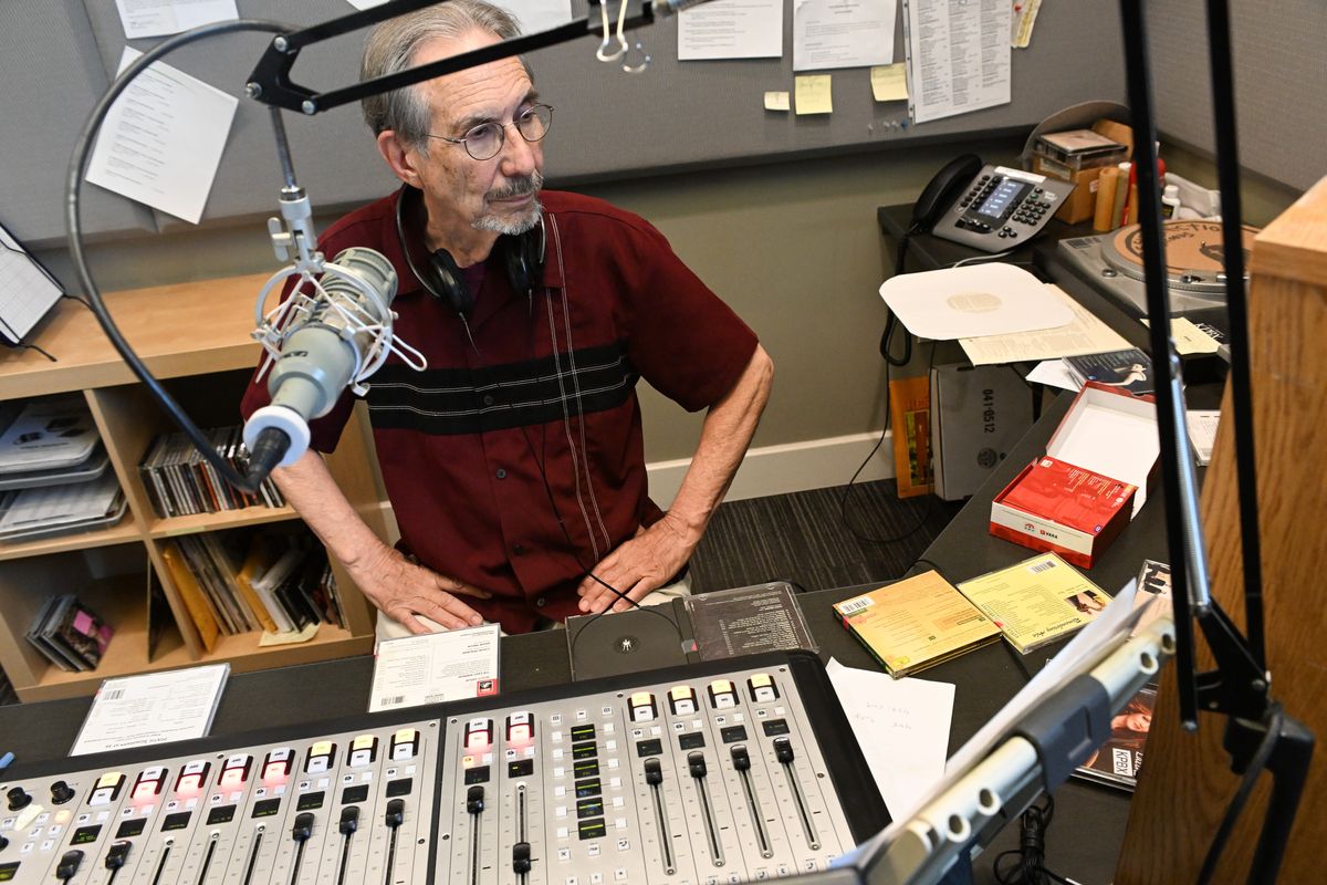 Verne Windham, a program director and on-air classical music and performing arts host, broadcasts at KPBX in Spokane. Windham retired Friday after 38 years on the air.  (Tyler Tjomsland/The Spokesman-Review)