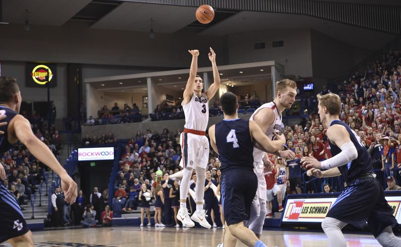 Gonzaga guard Kyle Dranginis (3) shoots against San Diego during a college basketball game on Saturday, Jan. 16, 2016, at McCarthey Athletic Center in Spokane, Wash. (Tyler Tjomsland / The Spokesman-Review)