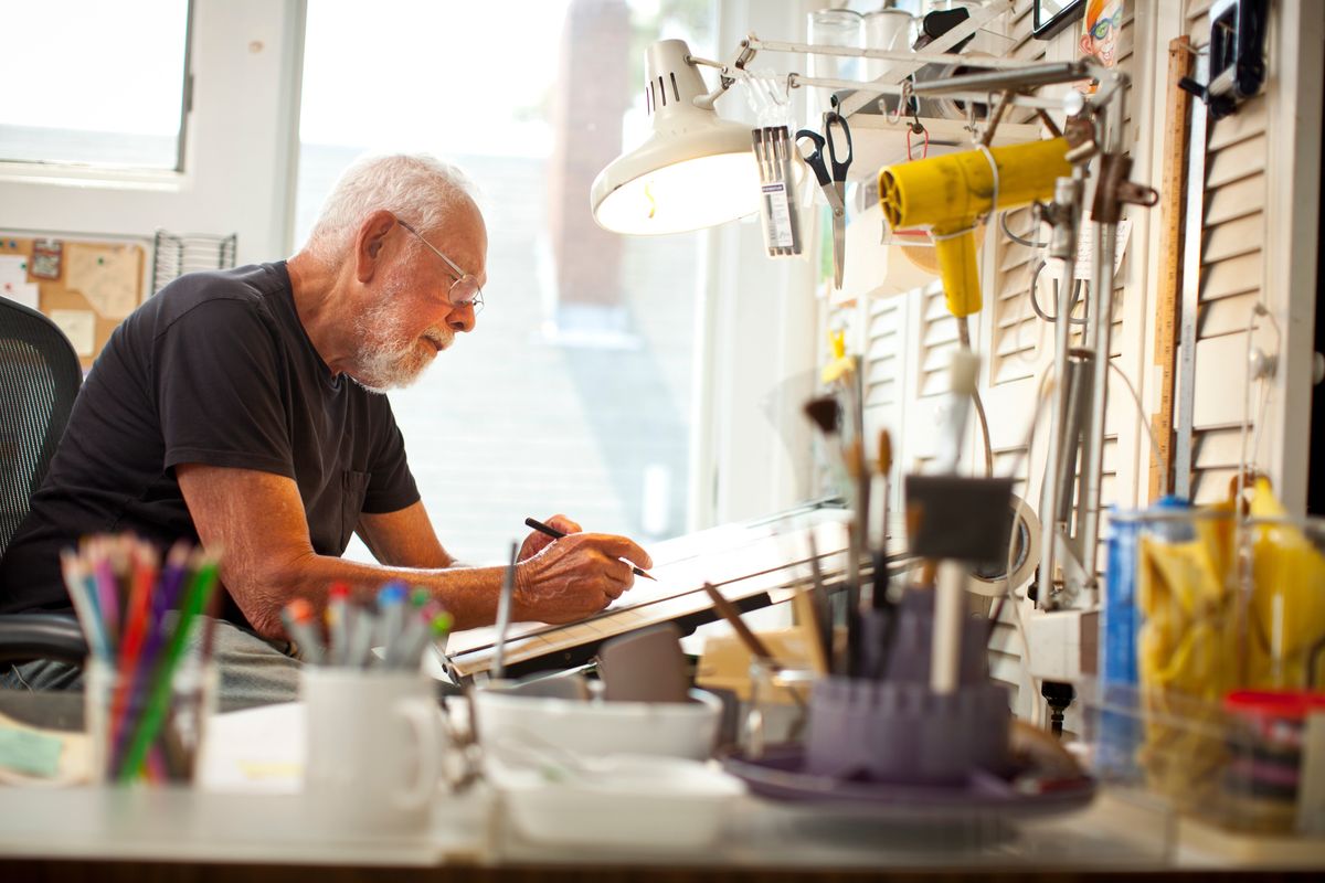  Cartoonist Al Jaffee works at his home in Provincetown, Mass., on Aug. 17, 2010. Al Jaffee, a cartoonist who folded in when the trend in magazine publishing was to fold out, thereby creating one of Mad magazine