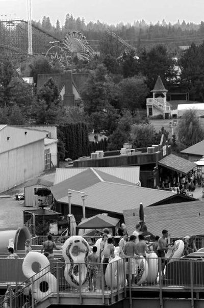 
Visitors wait to get on water slides at Boulder Beach Water Park last August. Silverwood Theme Park, in the background, and the water park in Athol draw fun-loving North Idaho residents during the summer months. 
 (File / The Spokesman-Review)