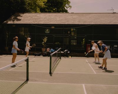 Pickleball players at Chiswick House. (Tori Ferenc/For the Washington Post)