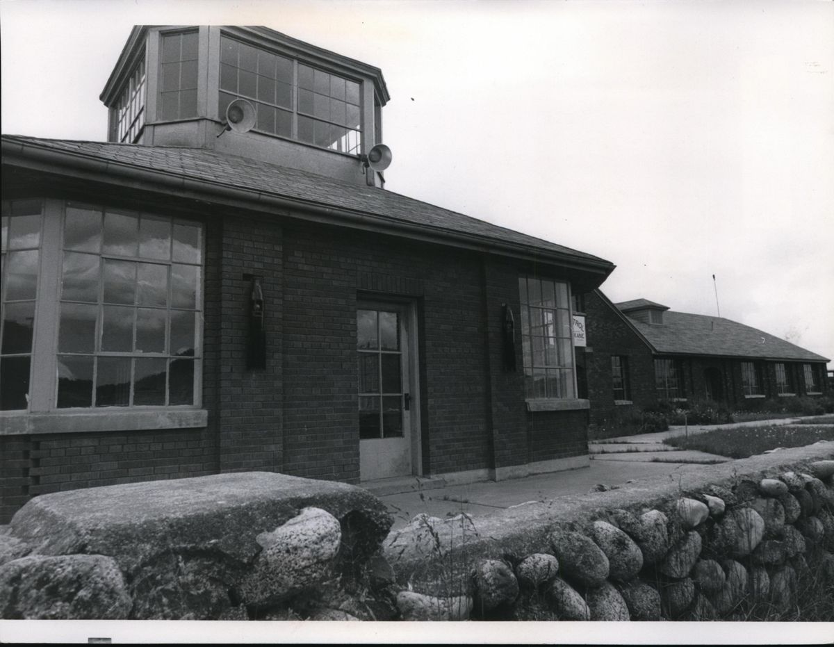 1971: The Air National Guard headquarters at Felts Field was built in 1927, then expanded several times. It housed offices, a large darkroom and the cupola above the building at left served as the tower. The airplanes moved to Geiger Field in 1948, though the National Guard used the building through the 1960s. (Spokesman-Review Photo Archive / SR)