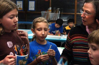 
Valerie Frey, far right, teaches 13 children art classes. She teaches 11 classes at the downtown Spokane Art Supply and two classes at Spokane Art Supply Too in Spokane Valley.
 (Jed Conklin / The Spokesman-Review)
