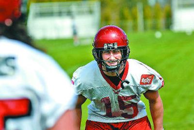 
Kevin Hatch has plenty to smile about after his effort during spring practices earned him a scholarship at EWU. 
 (Jed Conklin / The Spokesman-Review)