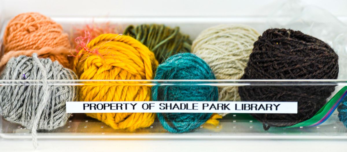 Donated yarn is on display at Shadle Park Library on Feb. 6.  (Kathy Plonka/The Spokesman-Review)