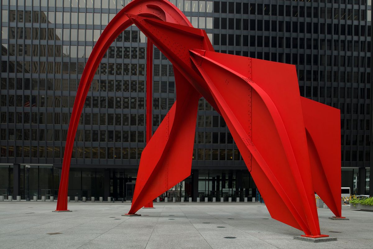“Flamingo” (1974), by Alexander Calder, outside the John C. Kluczynski Federal Building in Chicago. MUST CREDIT: Carol M. Highsmith/Library of Congress (Carol M. Highsmith/Library of Congress)