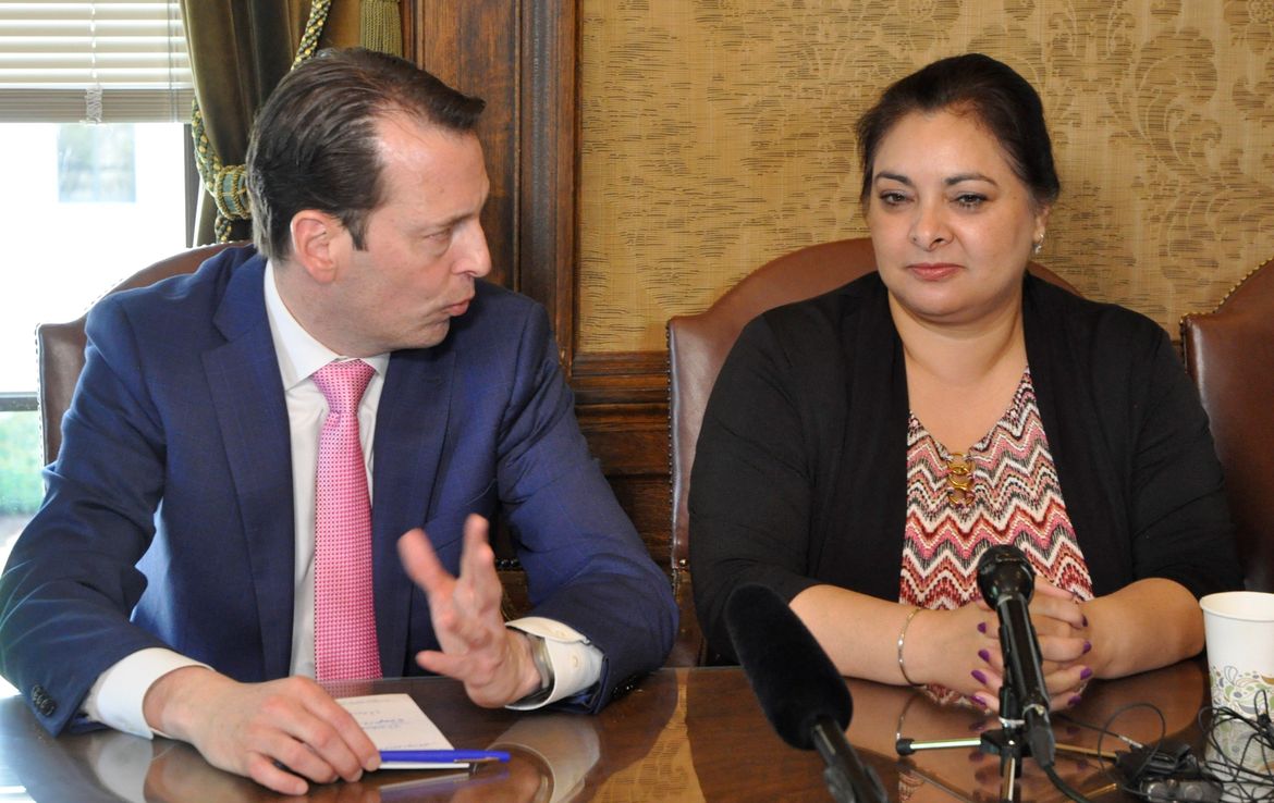 Sens. Andy Billig and Manka Dhingra discuss the new drug possession law at a press conference