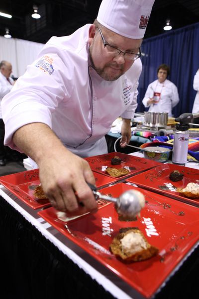 Curtis Smith, an instructor at the Inland Northwest Culinary Academy at Spokane Community College, took home the grand prize of $2,000 and top honors in the Make-it-Mini Dessert Trio competition.