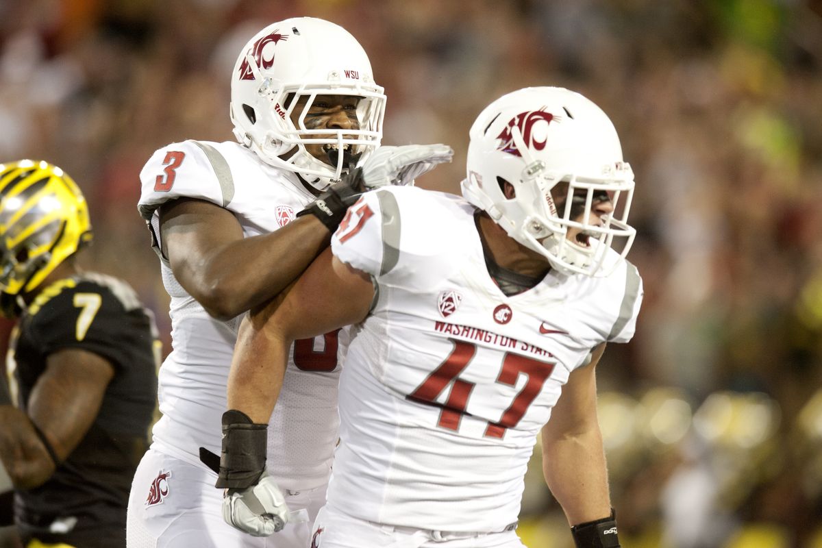 WSU linebacker Peyton Pelluer, right, is fourth Pelluer to play for Cougars. (Tyler Tjomsland)