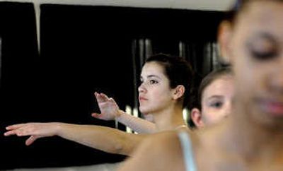 
Tess Doumas, center, is pictured during dance class at Expressions School of Dance in Post Falls. Expressions is celebrating 10 years in business. 
 (Kathy Plonka / The Spokesman-Review)