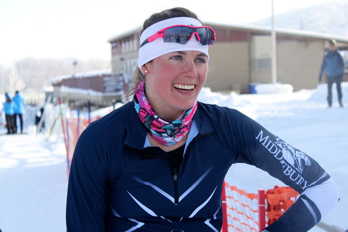 Annie Pokorny, 20, of Spokane catches her breath between races at the U.S. National Cross Country Skiing Championships on Jan. 4 at Soldier Hollow, Utah. (Courtesy)