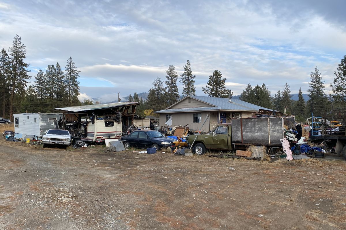 Neighbors identified this property at 303 Mountain Ridge Homes Road in Keller, Washington, as the location where two bodies were found by police following a reported shooting on Thursday, Oct. 20, 2022.  (James Hanlon/The Spokesman-Review)