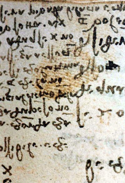 
This photo released by the University of Chieti, Italy, shows a fingerprint on a paper believed to have been handled by Leonardo da Vinci. 
 (Associated Press / The Spokesman-Review)