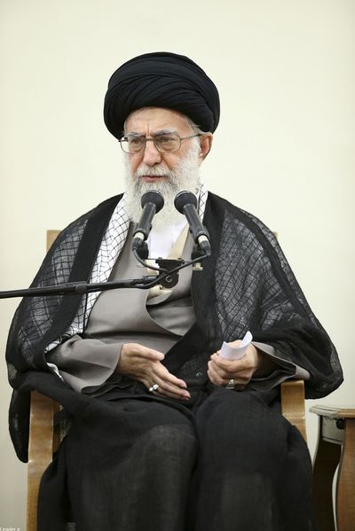 Ayatollah Ali Khamenei speaks with members of Iran's Experts Assembly in Tehran on Sept. 3. (Associated Press)