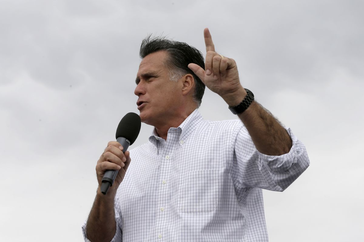 Republican presidential candidate, former Massachusetts Gov. Mitt Romney campaigns in Pueblo, Colo., Monday, Sept. 24, 2012. (Charles Dharapak / Associated Press)