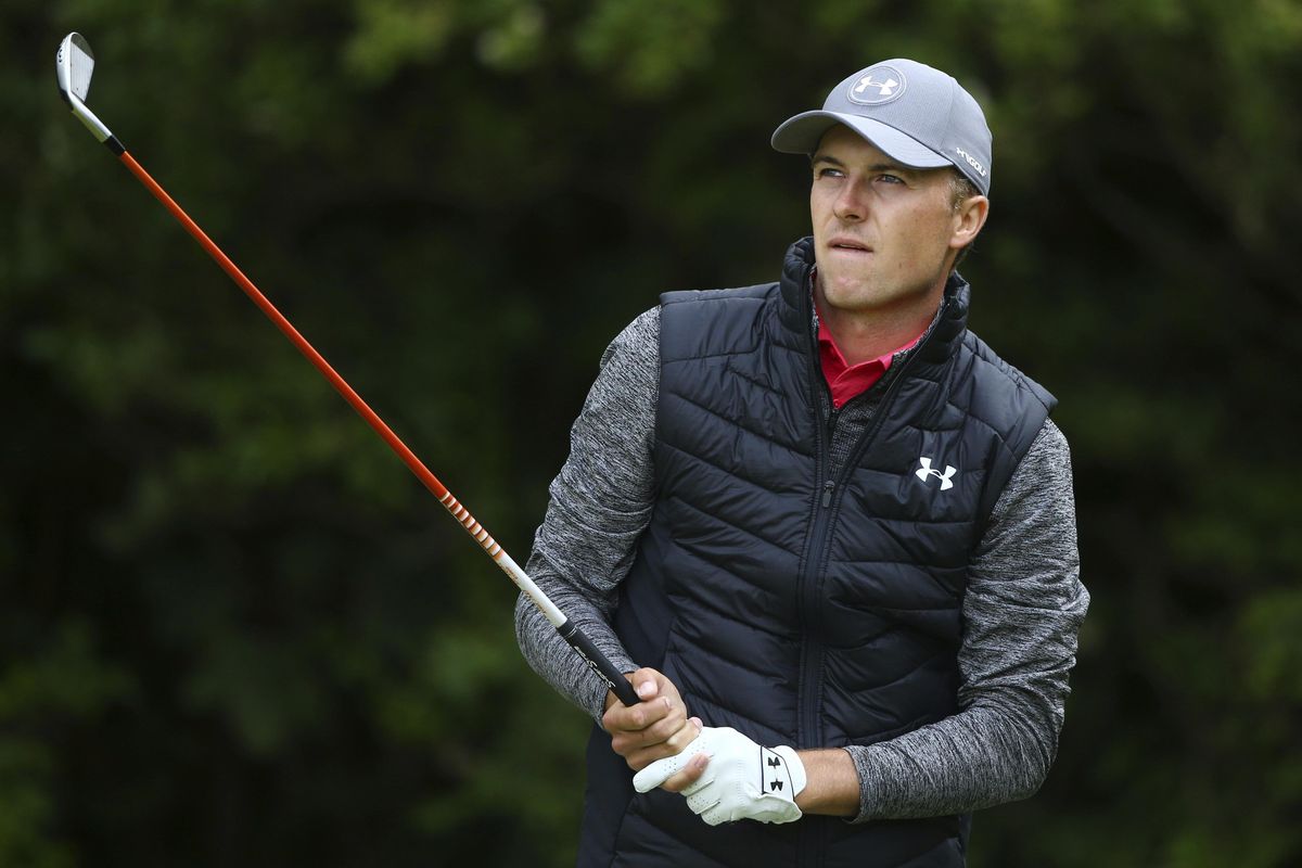 British Open co-leader Jordan Spieth  plays off the fifth tee Thursday during the first round  at Royal Birkdale, Southport, England. (Dave Thompson / Associated Press)