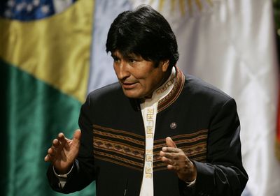 Bolivia’s President Evo Morales speaks to reporters  Monday in Santiago,  Chile.  (Associated Press / The Spokesman-Review)
