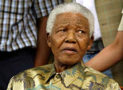 
Former South African President Nelson Mandela at a news conference in Johannesburg after it was announced Thursday his only surviving son Makgatho Mandela had died.
 (Associated Press / The Spokesman-Review)