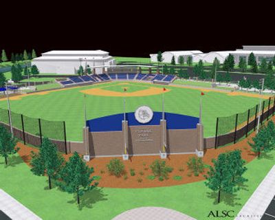 
The planned new Gonzaga baseball stadium.
 (Illustration courtesy of Gonzaga University and ALSC Architect / The Spokesman-Review)