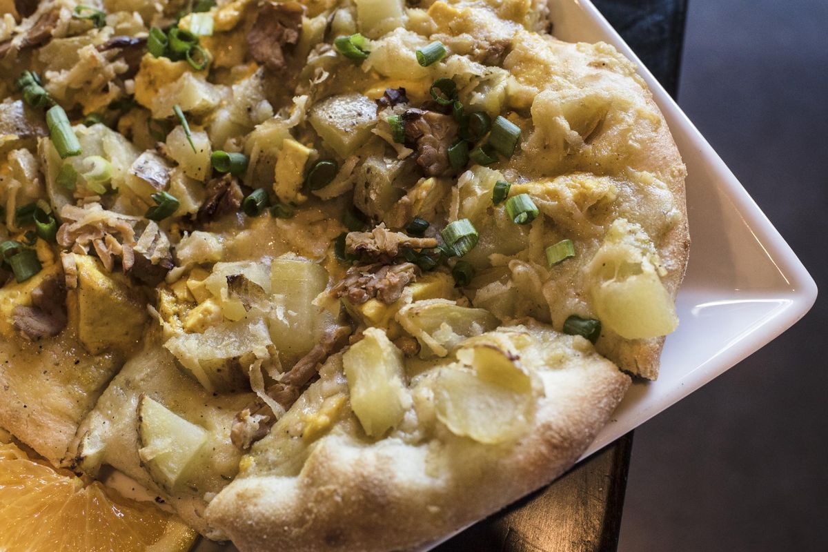 Allie’s Vegan Pizzeria and Cafe makes its own vegan soy- and cashew-based cheeses. Its pizza dough is also made from scratch in-house. (Margaret Albaugh)