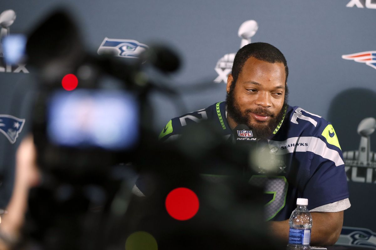 Seahawks defensive end Michael Bennett has been the go-to guy when the media wants the unburnished truth, including plenty of funny point-blank observations. (Associated Press)