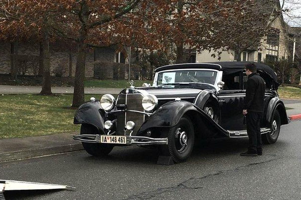 A rare Mercedes-Benz 770K Grosser Tourenwagen used by Adolf Hitler was seen parked in Medina earlier this month. (Jessi Sites / Seattle Times)