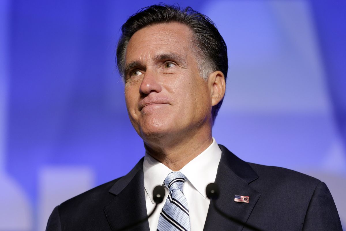 Republican presidential candidate and former Massachusetts Gov. Mitt Romney addresses the U.S. Hispanic Chamber of Commerce in Los Angeles, Monday, Sept. 17, 2012. (Charles Dharapak / Associated Press)