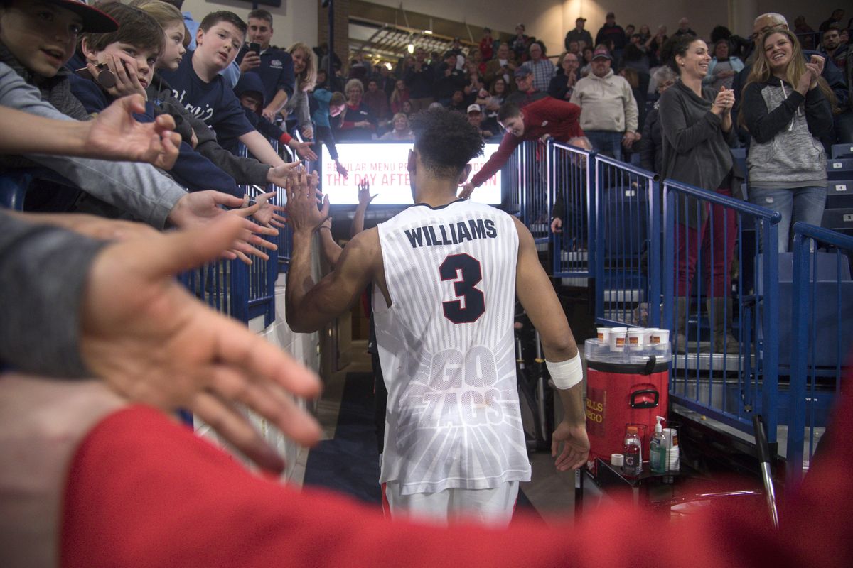 Senior forward Johnathan Williams leaves the McCarthey Athletic Center floor after the Zags defeated Pepperdine in February. (Dan Pelle / The Spokesman-Review)