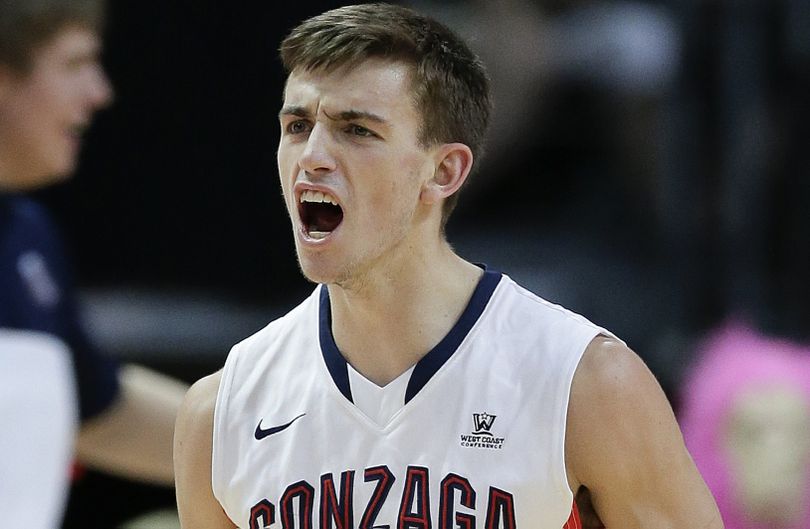 David Stockton got the Zags fired up early in the WCC championship game in Las Vegas on Tuesday. (Associated Press)