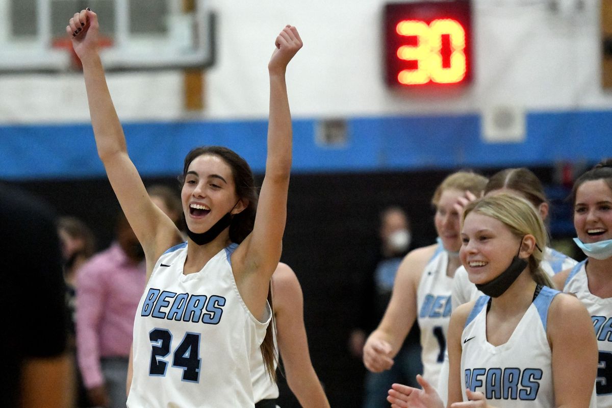 Central Valley’s Chloe Williams (24) celebrates after the win against Mead during the GSL basketball championship game at Central Valley on Wed. June 16, 2021  (Kathy Plonka/The Spokesman-Review)