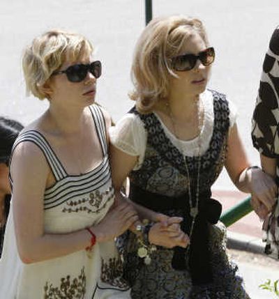 
Former fiancée Michelle Williams, left, and sister Kate Ledger arrive at a memorial service for actor Heath Ledger in Perth, Australia, on Saturday.Associated Press
 (Associated Press / The Spokesman-Review)