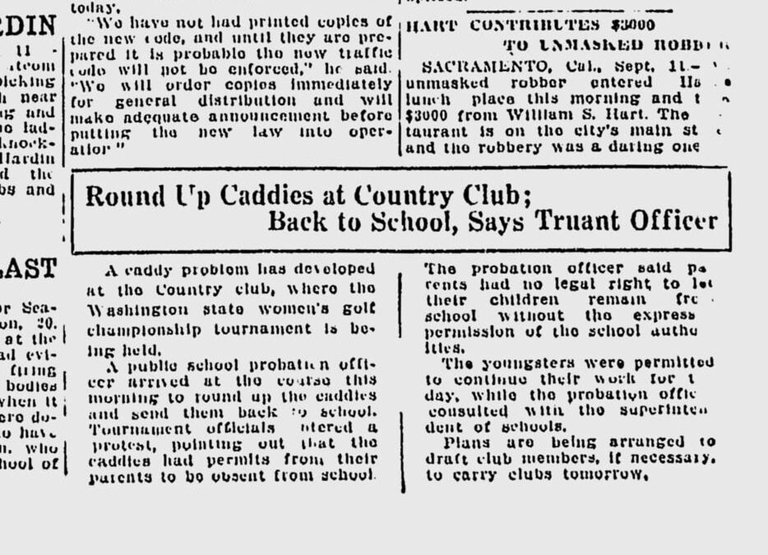 100 years ago today: 'Caddy problem' ensues as truant officer orders ...